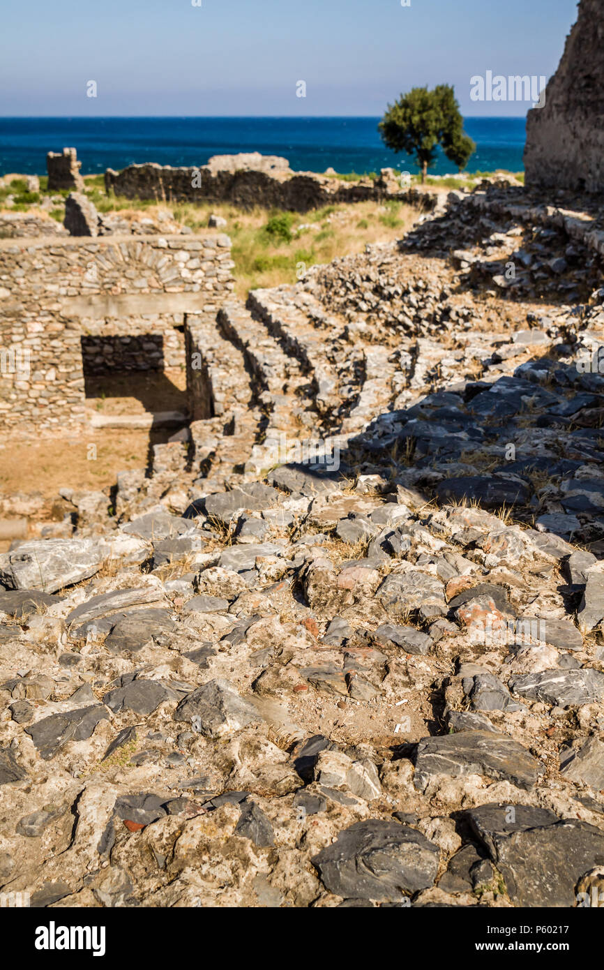 Amphitheater im antiken römischen Stadt Anemurium in Anamur, Türkei Stockfoto