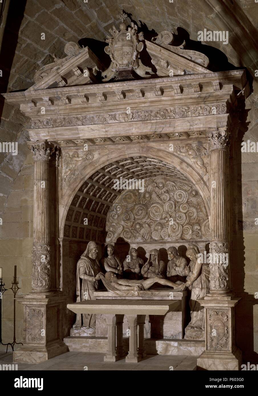 EL Entierro de Cristo (ESCULTURA). Lage: MONASTERIO DE POBLET, VIMBODÍ, Tarragona, Spanien. Stockfoto