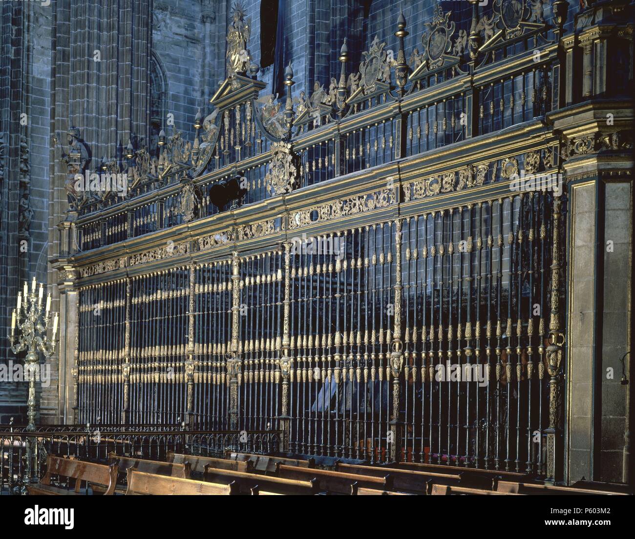 REJA DEL CORO DE LA CATEDRAL DE PLASENCIA - SIGLO XVII. Autor: Juan Bautista Celma (b. c. 1540). Lage: Catedral Nueva, PLASENCIA, Extremadura, Spanien. Stockfoto