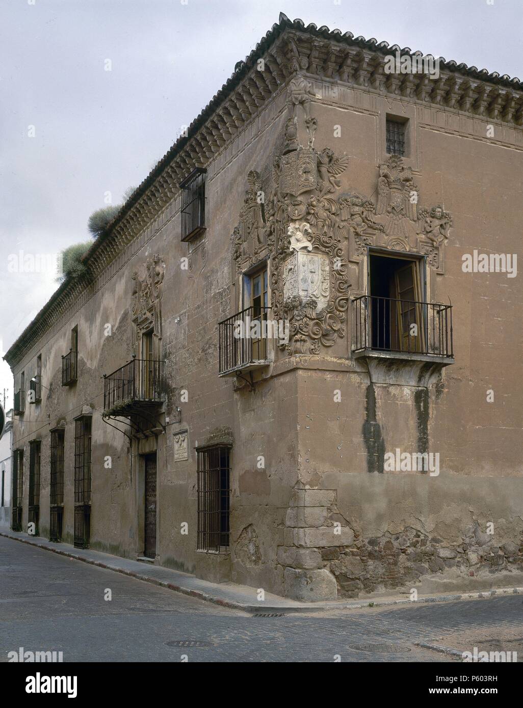 PALACIO DE MONSALUD CONSTRUIDO EN EL Siglo XVIII - LUGAR DONDE NACIO EL POETA ROMANTICO JOSÉ DE ESPRONCEDA. Lage: PALACIO DE MONSALUD, Almendralejo, Badajoz, Spanien. Stockfoto