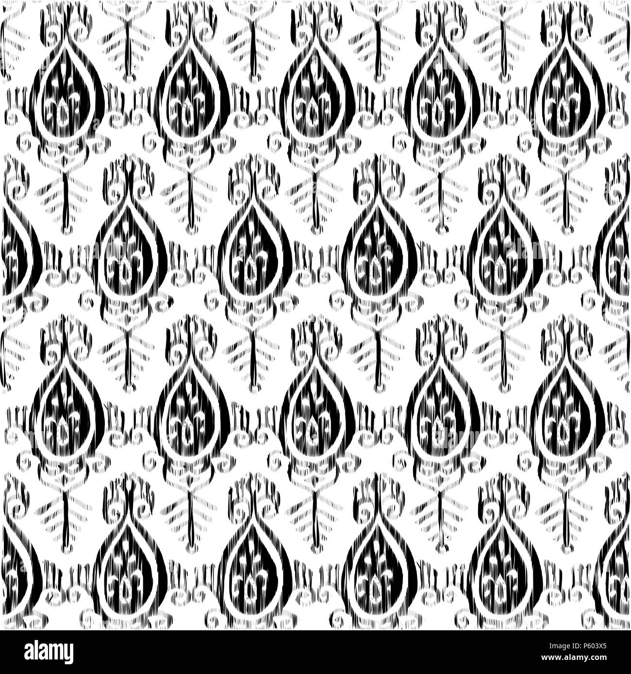 Vektor nahtlose ikat Muster Weiß und Schwarz Stock Vektor