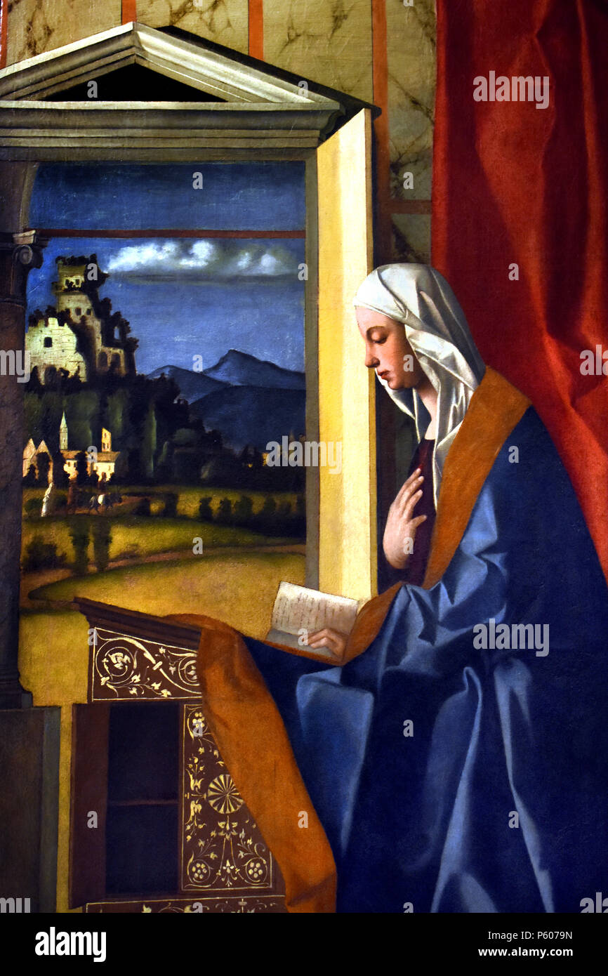Bekanntgabe und kündigte Engel von Giovanni Bellini, Venedig, 1434/1439 - 1516, Italien, Italienisch, Stockfoto