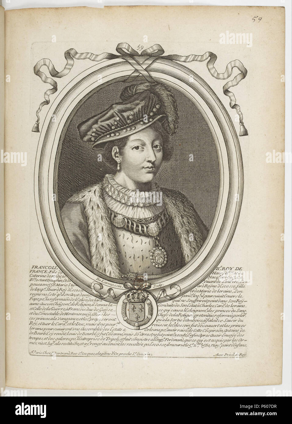 531 Estampes par Nicolas de Larmessin. f068. François II, Roi de France Stockfoto