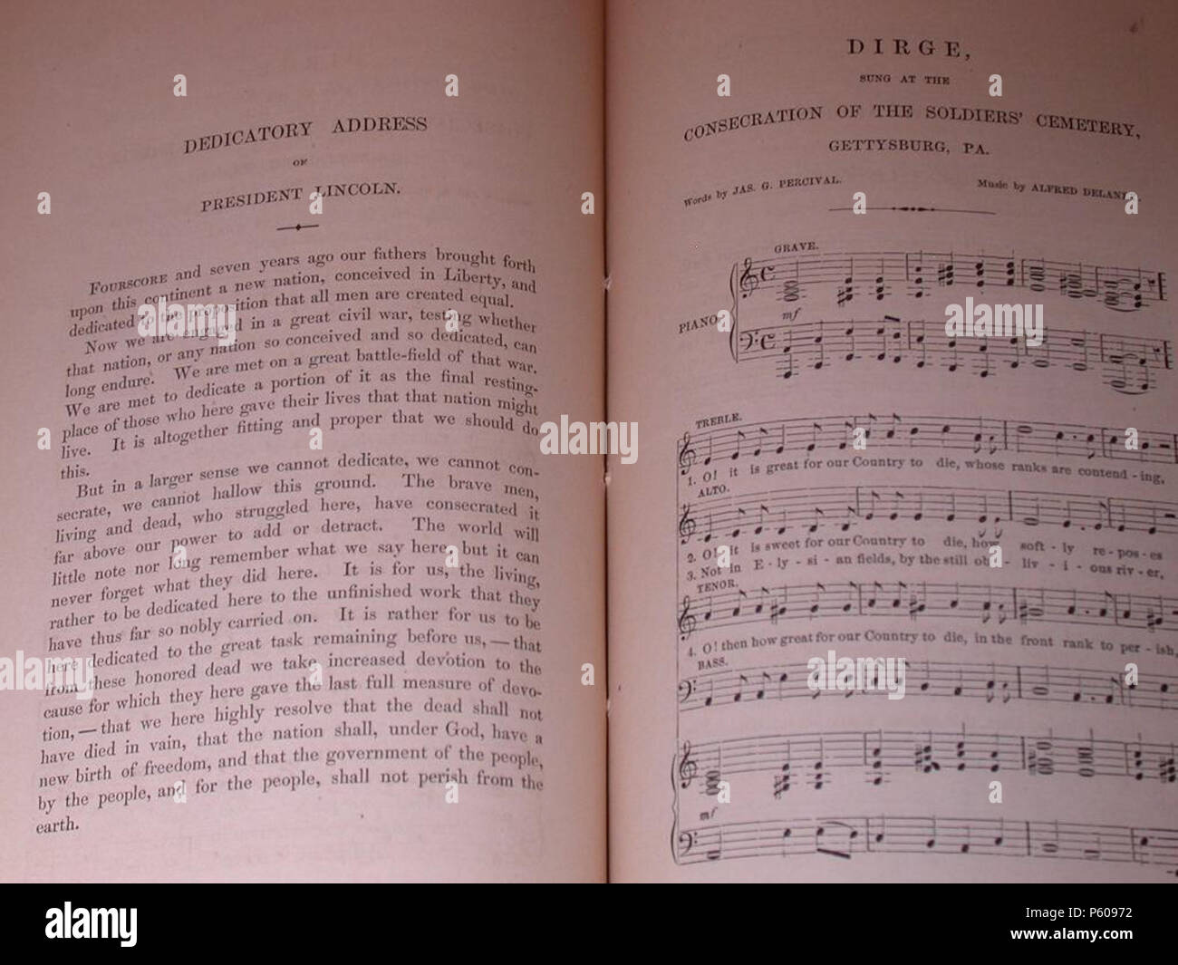 N/A. Englisch: TrueScans Bild von Abe Lincoln's "Gettysburg Address", veröffentlicht in Edward Everetts's 1864 Buch mit dem Titel "Adresse des Kommissionsmitglieds, Edward Everett an der Weihe der Nationalen Friedhof bei Gettysburg, 19. November 1863, mit der Dedicatory Rede von Präsident Lincoln, und die anderen Übungen die Gelegenheit, durch einen Account von der Herkunft des Unternehmens und der Anordnung der Friedhof Gelände begleitet und durch eine Karte der Schlacht - Feld- und einen Plan des Friedhofs". 1864. Abraham Lincoln 536 Everett 1864 AbeLincoln's GettysburgAddress Stockfoto