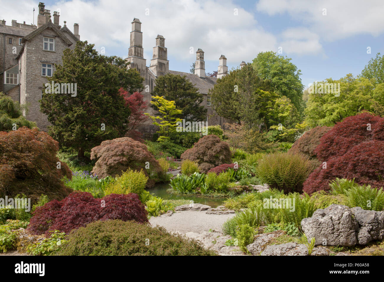 Der Steingarten an sizergh Schloss im Lake District in England Stockfoto