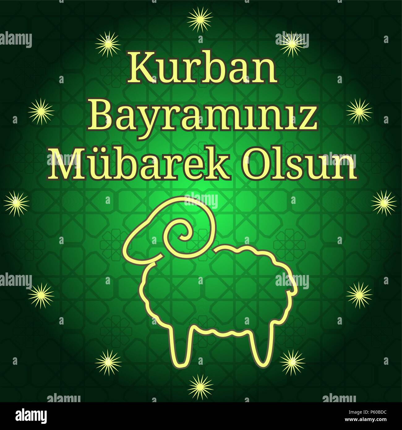 Muslimische Gemeinschaft Kurban Bayram - Festival des Opfers Eid-ul-Adha. Übersetzung ist Festival der Opfer Stock Vektor
