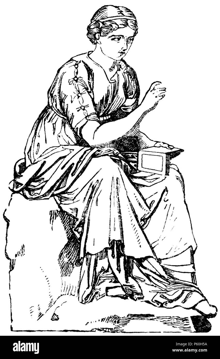 Calliope, eine der neun Töchter des Zeus und der Mnemosyne, Muse der epischen Poesie, Wissenschaft, Philosophie und String spielen, anonym 1867 Stockfoto