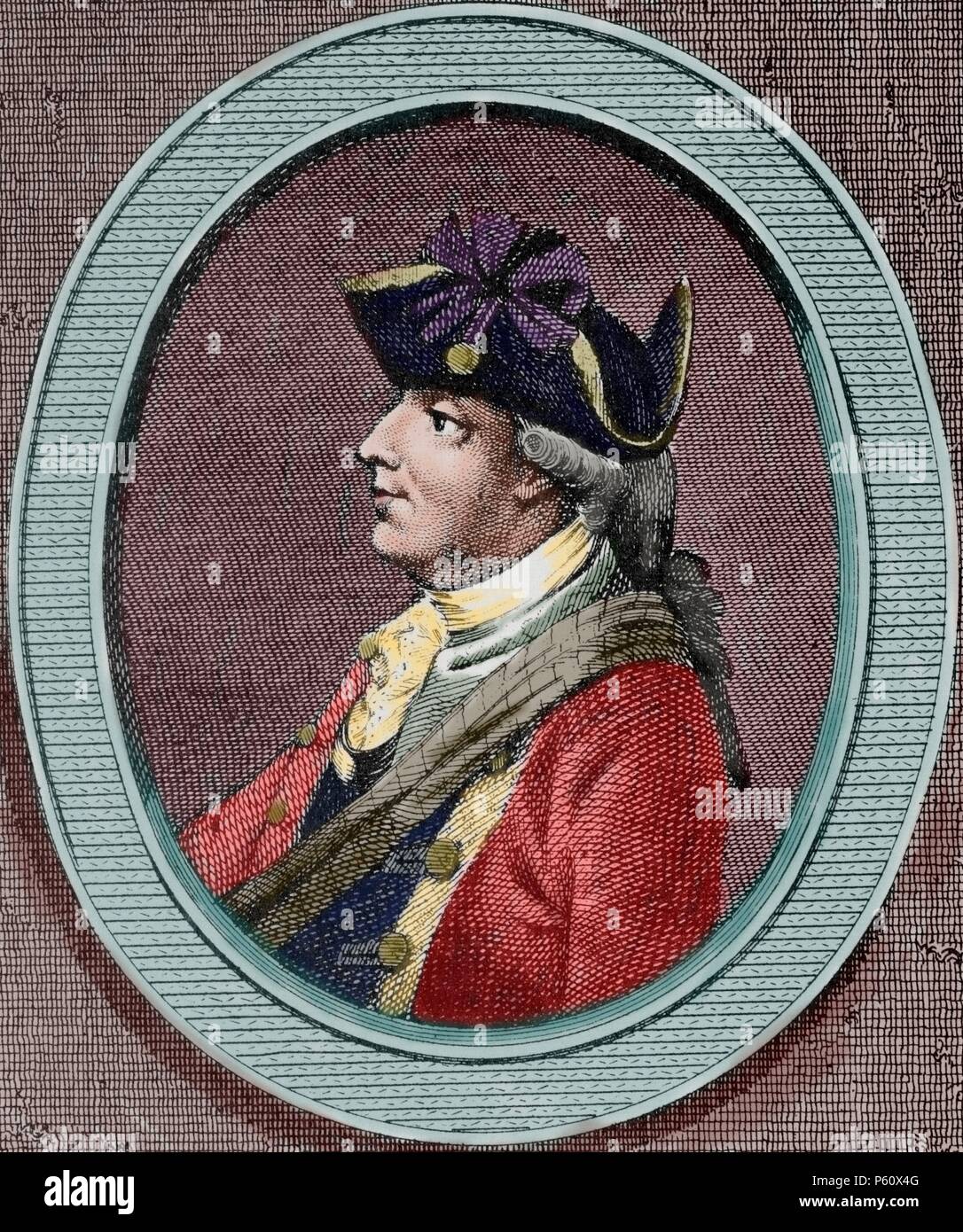 Henry Clinton (1730-1795). Britische Militär und Politiker. Gravur in amerikanische Revolution. Farbige. Stockfoto