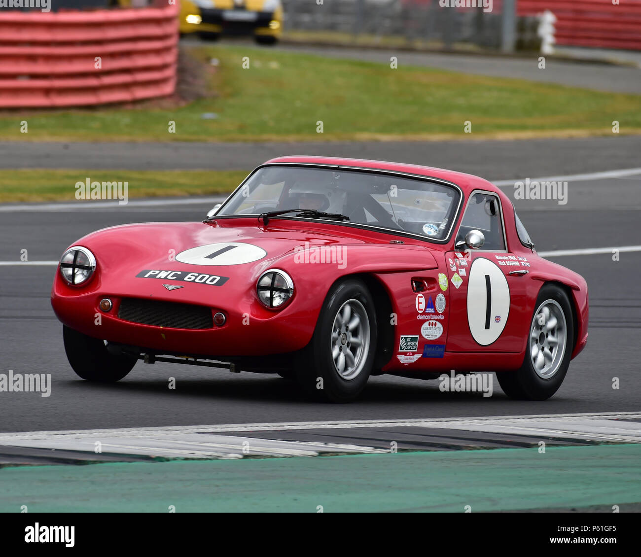 Malcolm Paul, Rick Bourne, TVR Grantura Mk III, GT und Sportwagen Cup, HSCC, Silverstone International Trophy historisches Rennen treffen, Juni 2018, Autos, Stockfoto