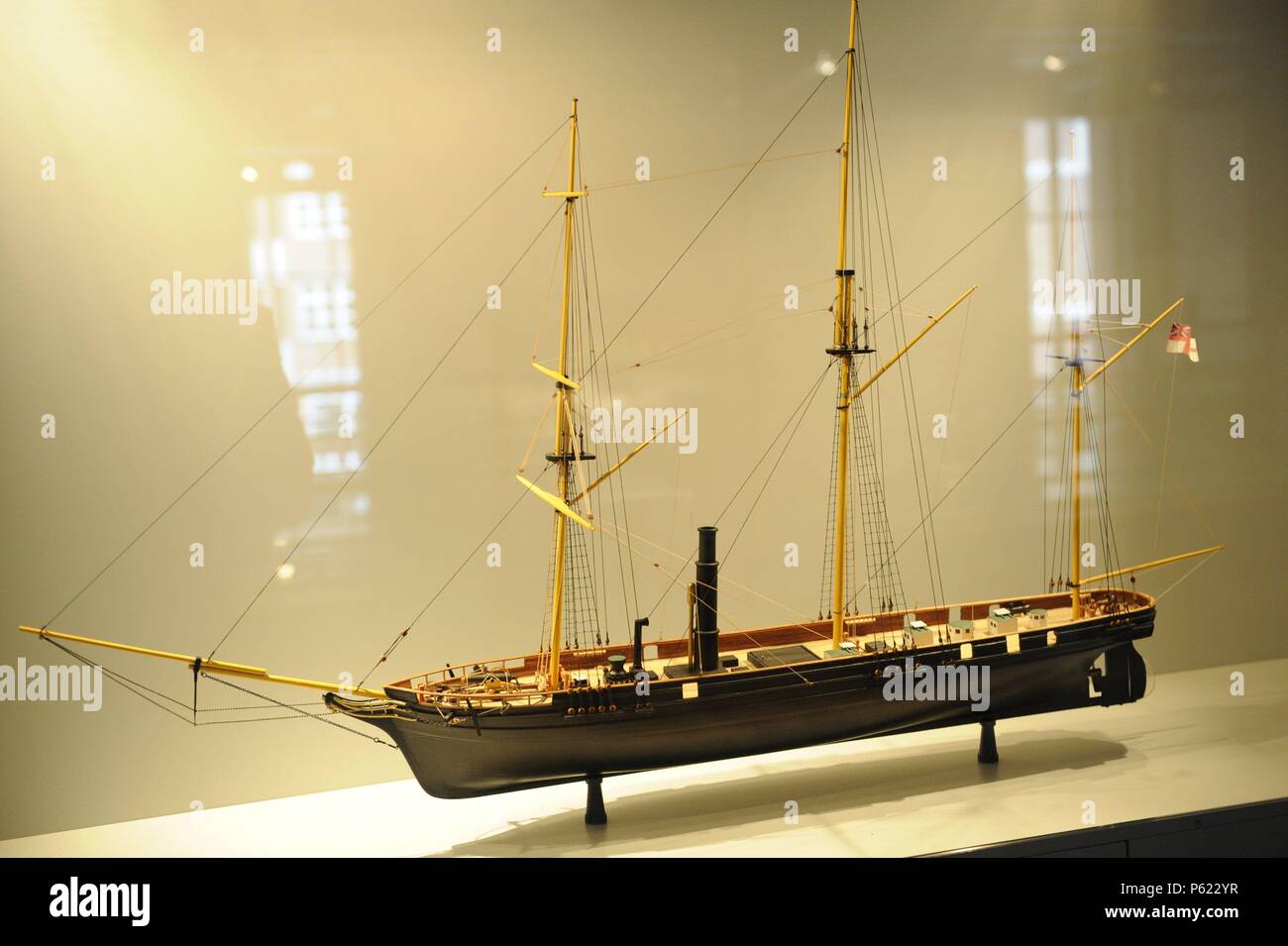 HISTORIA DE LA NAVEGACION. RATLLER, 1843. Primer buque de Guerra británico con hélice. Marina Real Británica. Konstruktor: Sheerness Dockyard. Maqueta. Deutsches Technikmuseum. Berlin. Alemania. Europa. Stockfoto