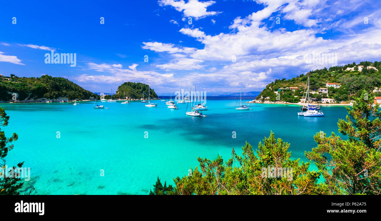 Schöne Lakka Beach, Insel Paxos, Griechenland. Stockfoto