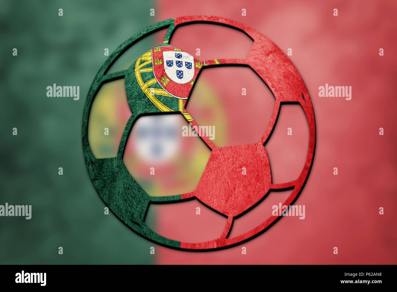 Fußball nationale Portugal Flagge. Portugal Fußball-Ball. Stockfoto