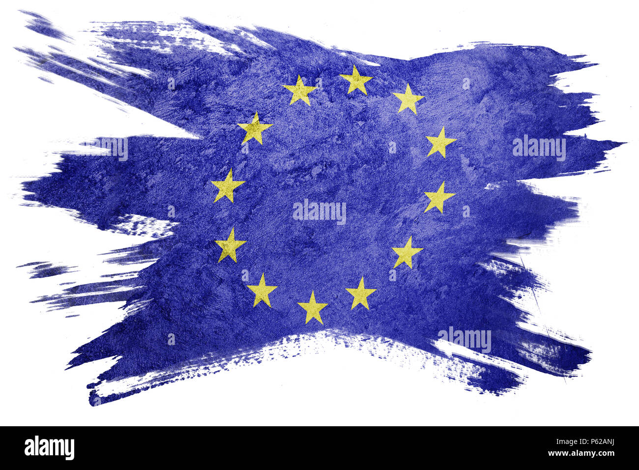 Grunge Europa Union Flag. EU-Flagge mit grunge Textur. Pinselstrich. Stockfoto