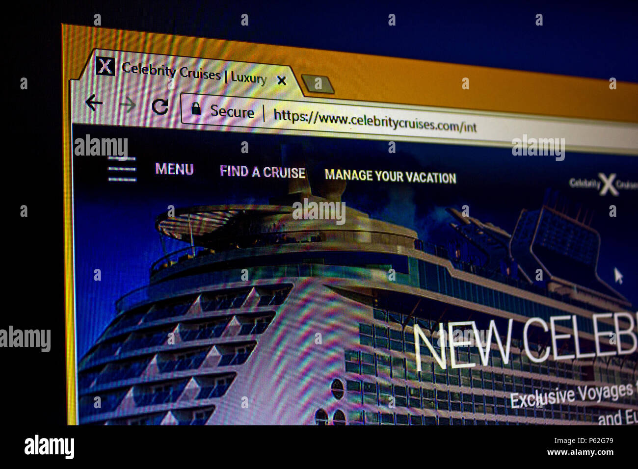 Website - Celebrity Cruises Stockfoto