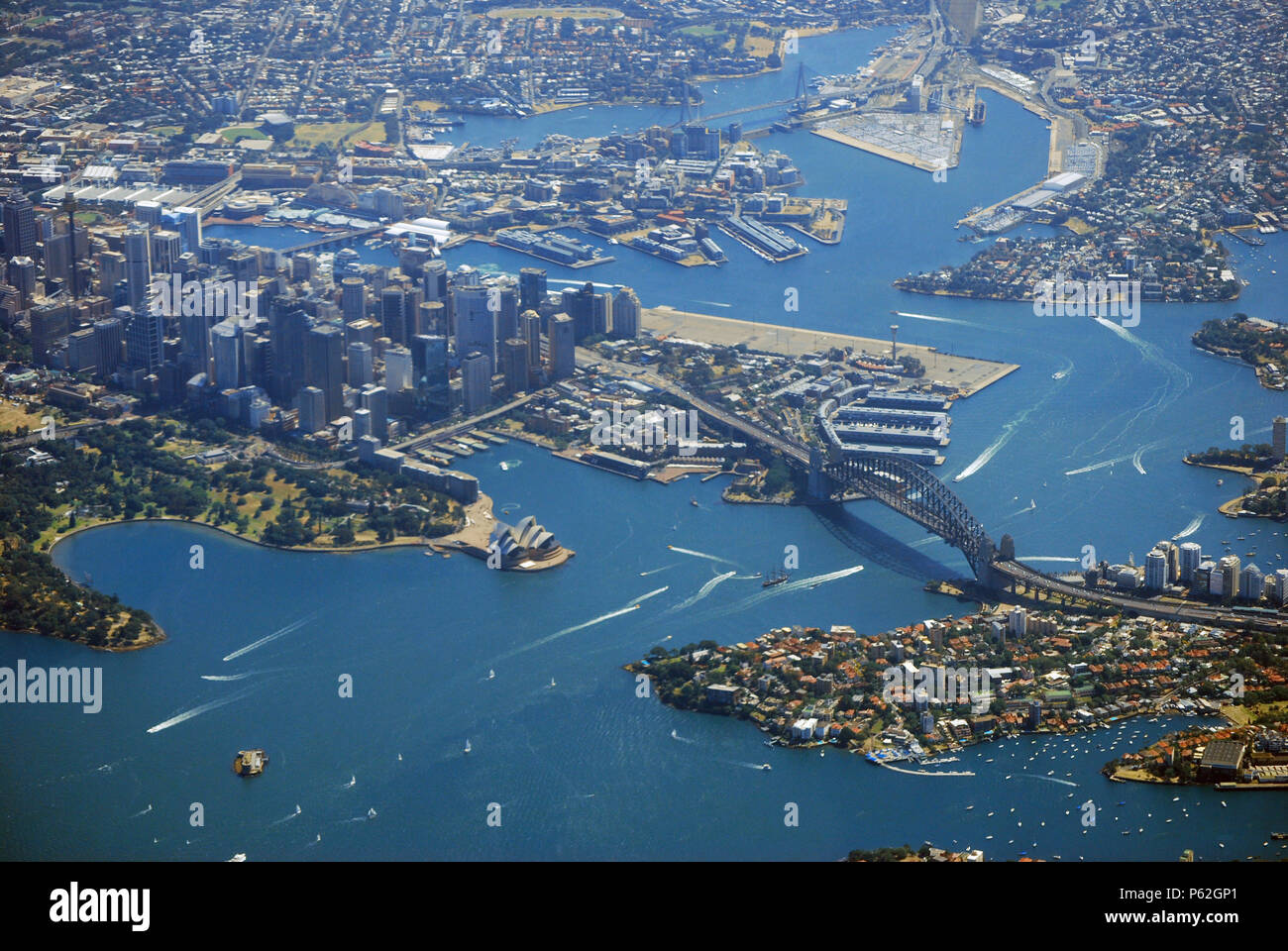 Luftaufnahme des Hafens von Sydney Stockfoto