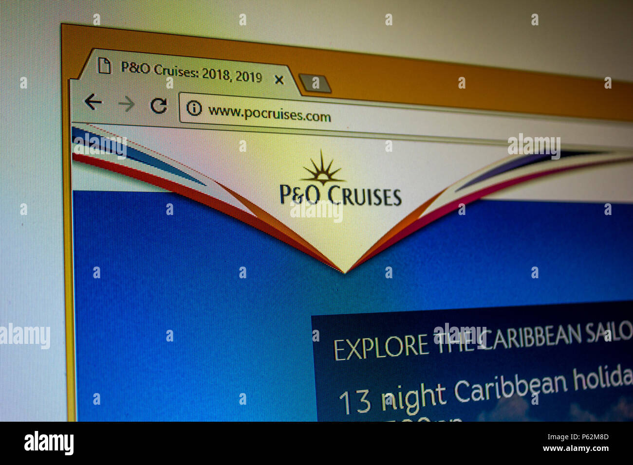 Website - P & O Cruises Stockfoto