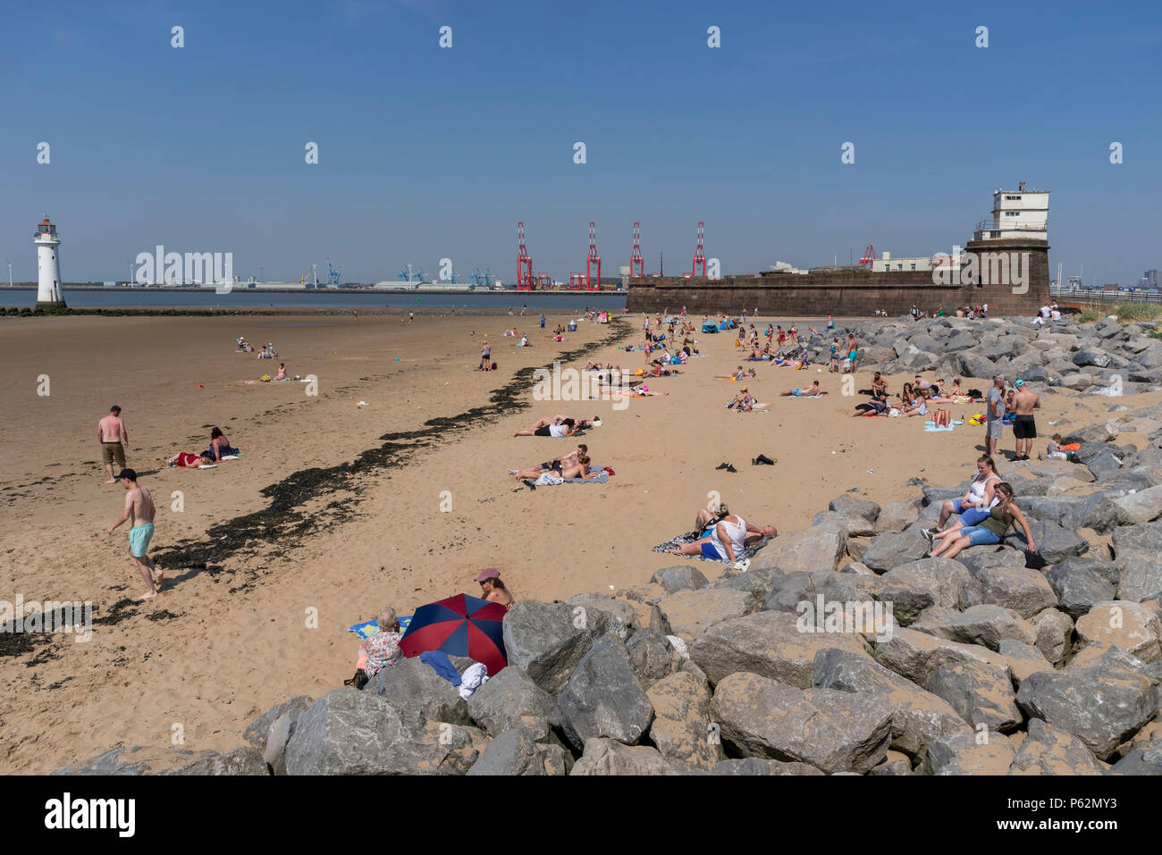 Barsch Rock New Brighton. North West England. Stockfoto