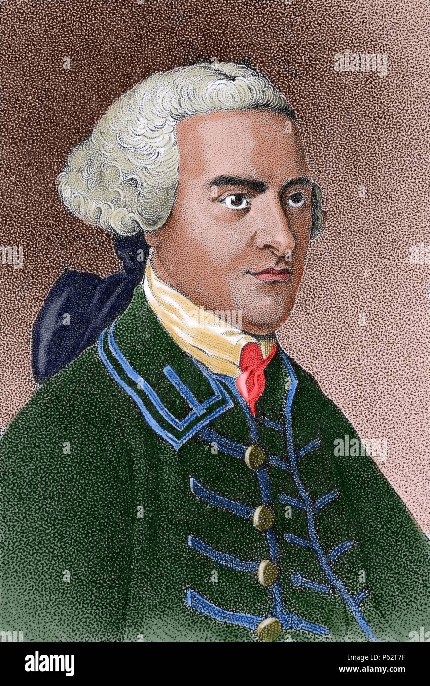 John Hancock (1737-1793). War Kaufmann, Staatsmann, und prominenten Patriot der Amerikanischen Revolution. Er diente als Präsident der Zweite Kontinentale Kongress und war der erste und der dritte Gouverneur des Commonwealth von Massachusetts. Kupferstich von Copley. Die amerikanische Revolution. Gefärbt. Stockfoto