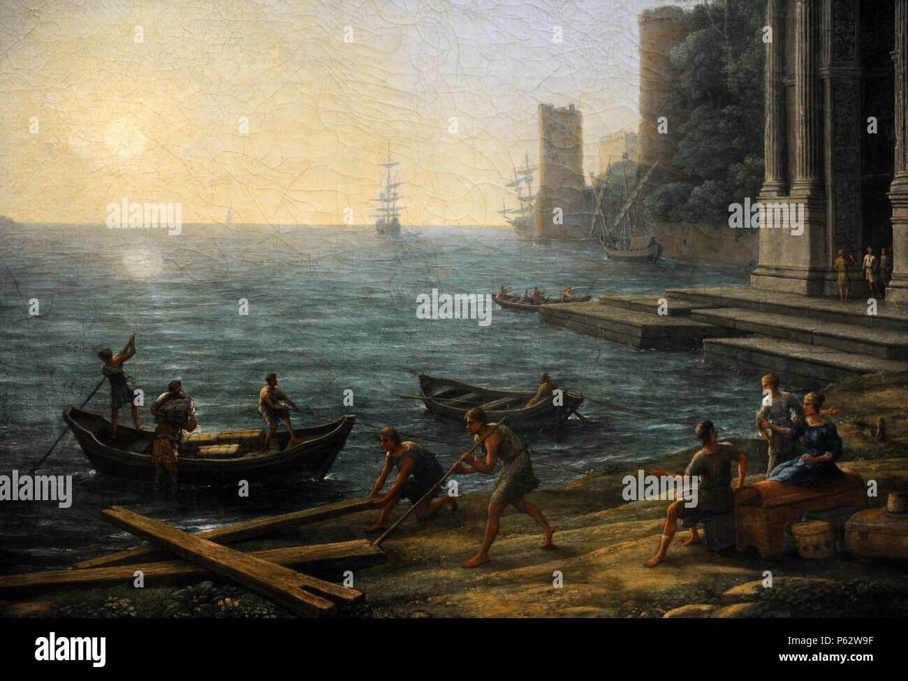 Claude Lorrain (1600-1682). Französischer Maler. Seehafen bei Sonnenaufgang, 1674. Detail. Alte ...