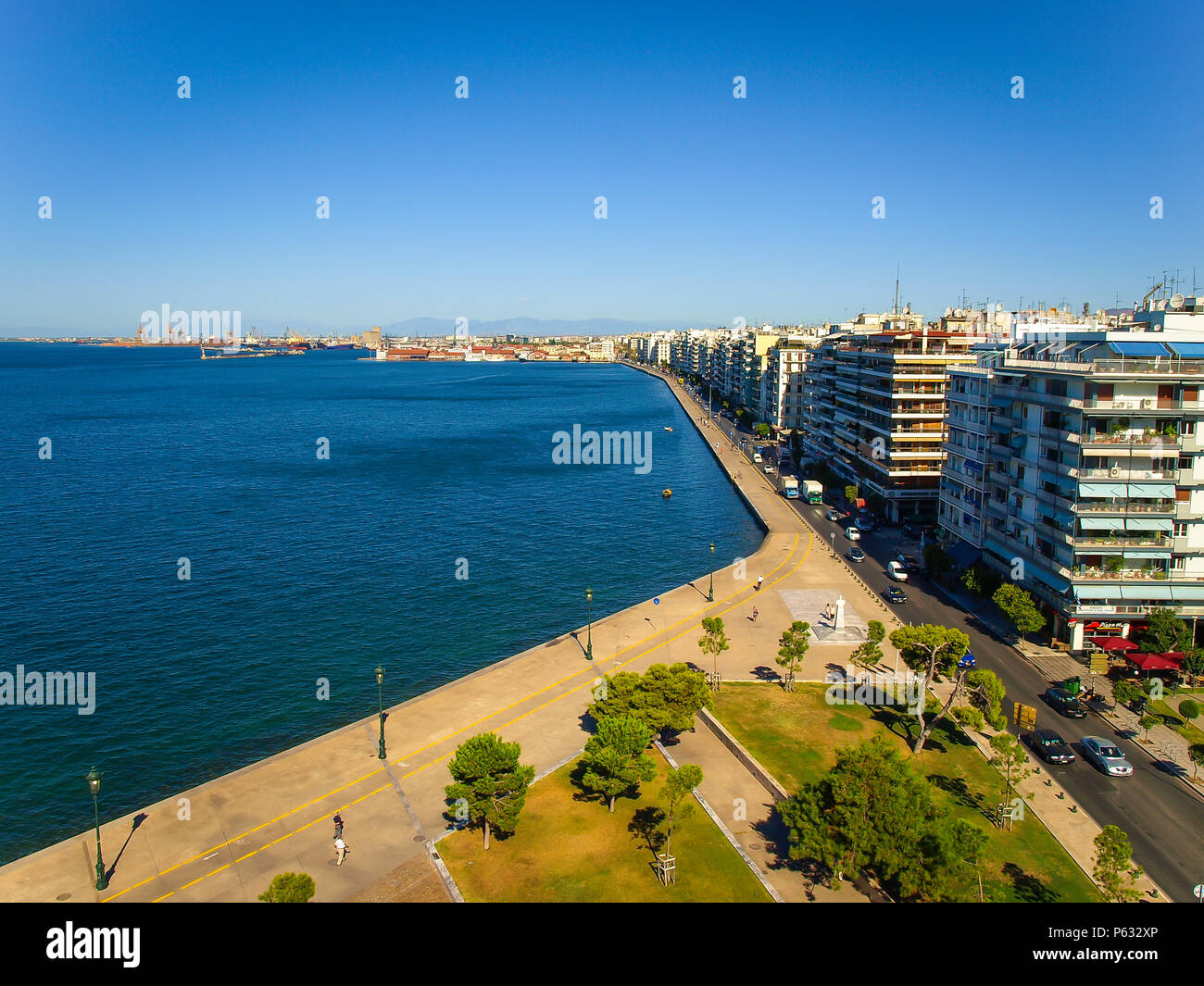 Panoramablick von Thessaloniki vom Weißen Turm Stockfoto