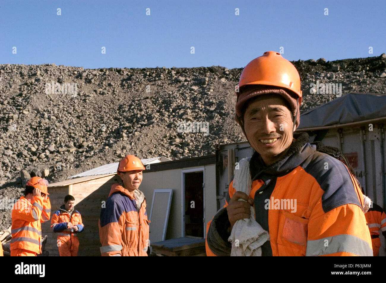 Es gibt über 1.500 Leiharbeiter in den Bau der Kárahnjúkar in Island beschäftigt. Die Arbeitnehmer sind vor allem aus China, die Th Stockfoto