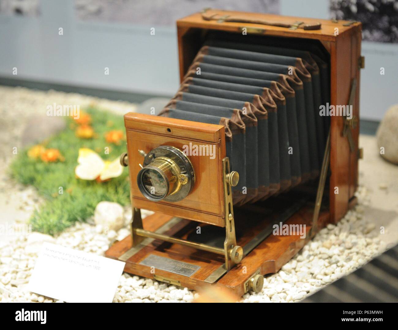 HISTORIA DE LA FOTOGRAFÍA. CAMARA ANTIGUA, año 1900. Deutschen Technikmuseum. Berlín. Alemania. Europa. Stockfoto