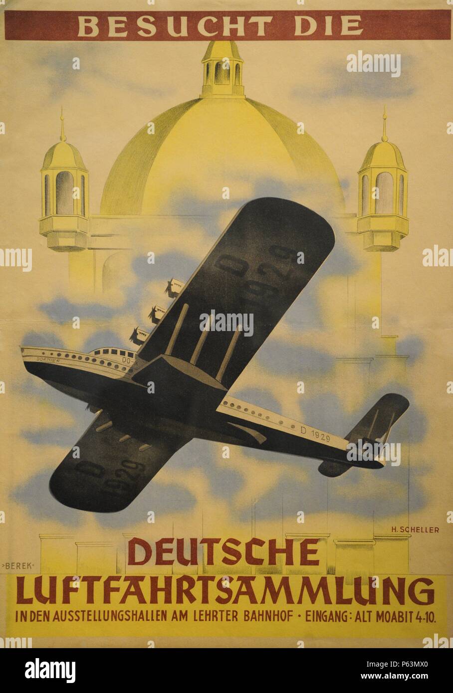 'Deutsche Luftfahrt Sammlung in Berlin" (La colección de la aviación Alemana en Berlín). Kartell inagural del Museo de Aviación más extenso De Su época, que abrió sus Puertas de Berlín, 1936. Destruido Durante la II G. M. Deutsches Technikmuseum. Berlin. Alemania. Stockfoto