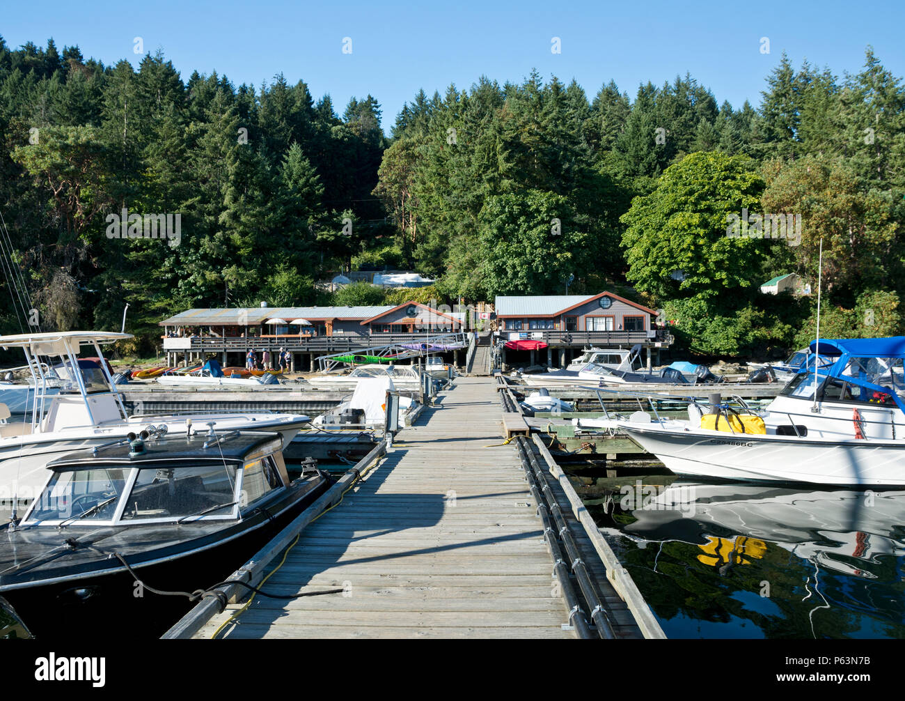 Montague Hafen Marina auf Galiano Island, British Columbia, Kanada. Stockfoto