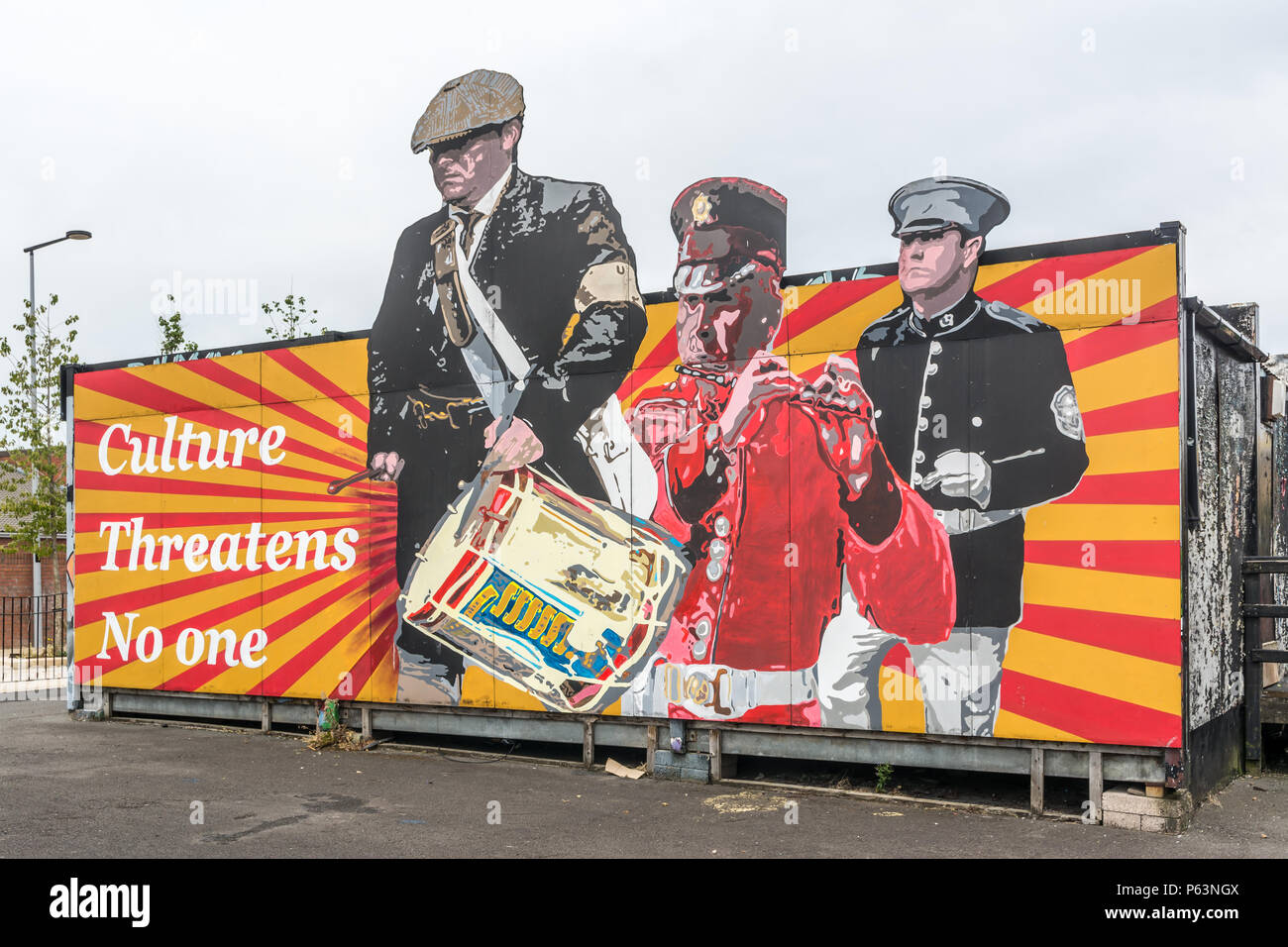 Kultur droht Keine ein Wandbild im Osten Belfast Stockfoto