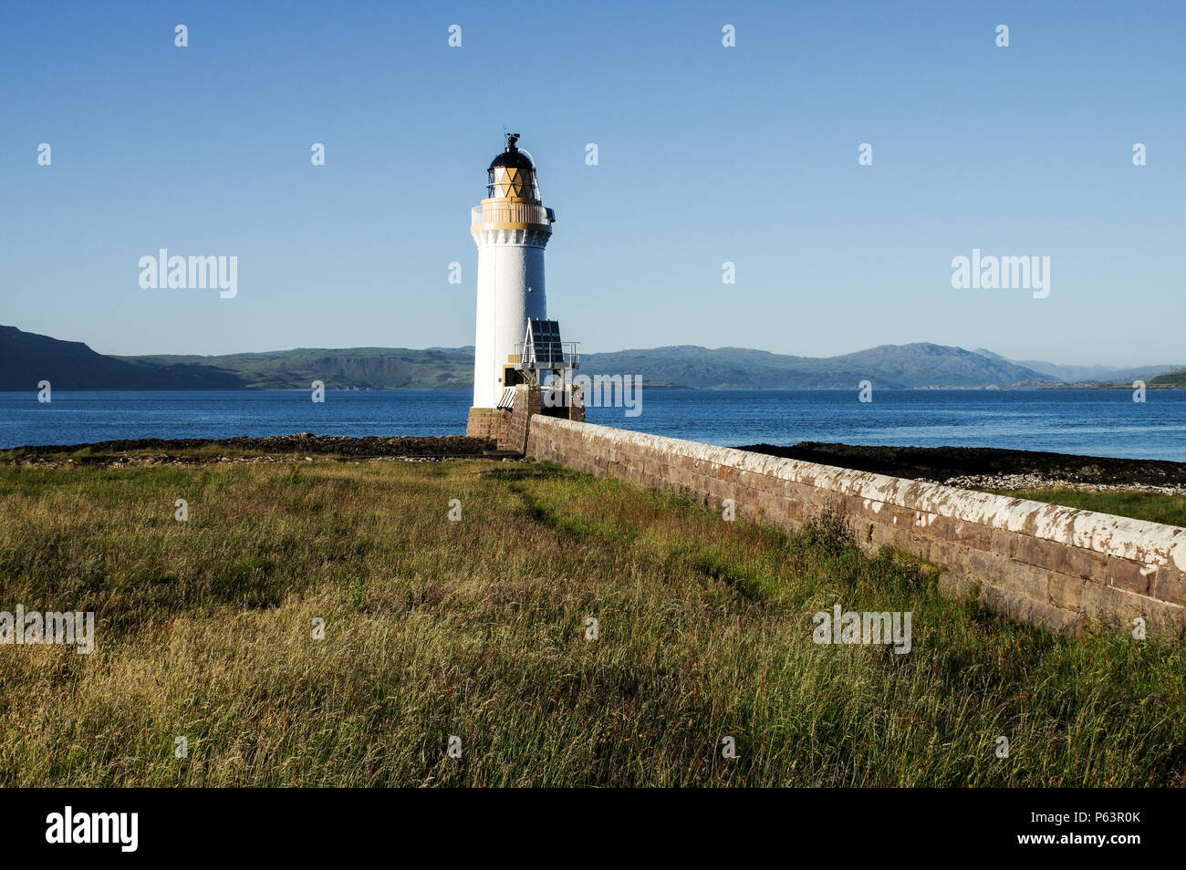 Schöne Rubha nan Gall Leuchtturm in der Nähe von Tobermory auf der Isle of Mull in Schottland Stockfoto