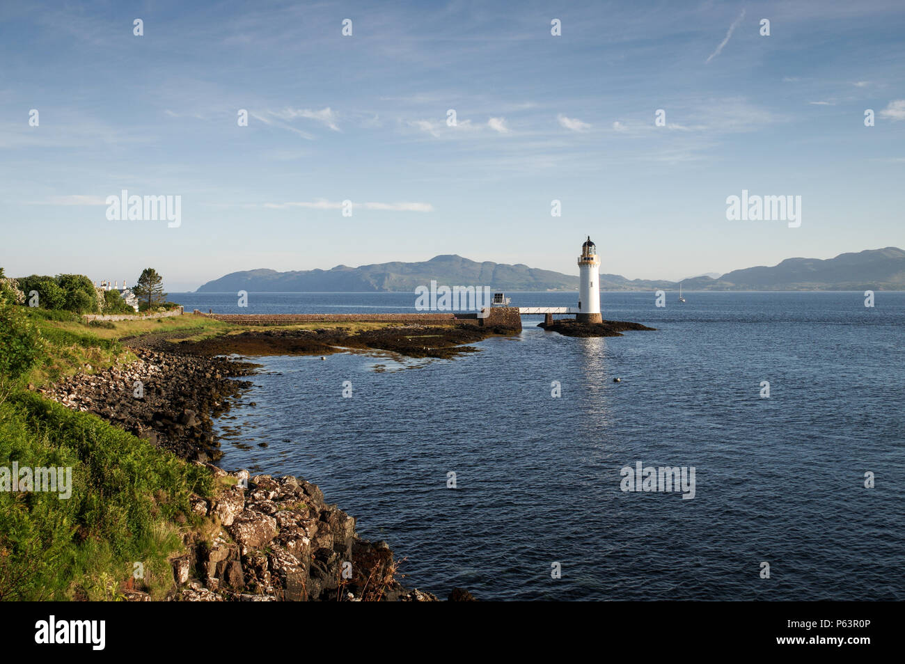 Schöne Rubha nan Gall Leuchtturm in der Nähe von Tobermory auf der Isle of Mull in Schottland Stockfoto