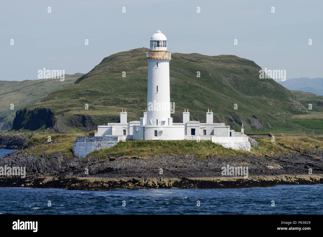 Eilean Muslide Leuchtturm, auch als Lismore Leuchtturm in der Nähe der Isle of Mull - Innere Hebriden, Schottland bekannt Stockfoto