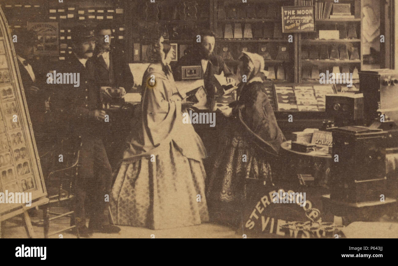 1870 s D Appleton & Co stereoskopische Ansichten und implementiert Broadway NYC LC detail. Stockfoto
