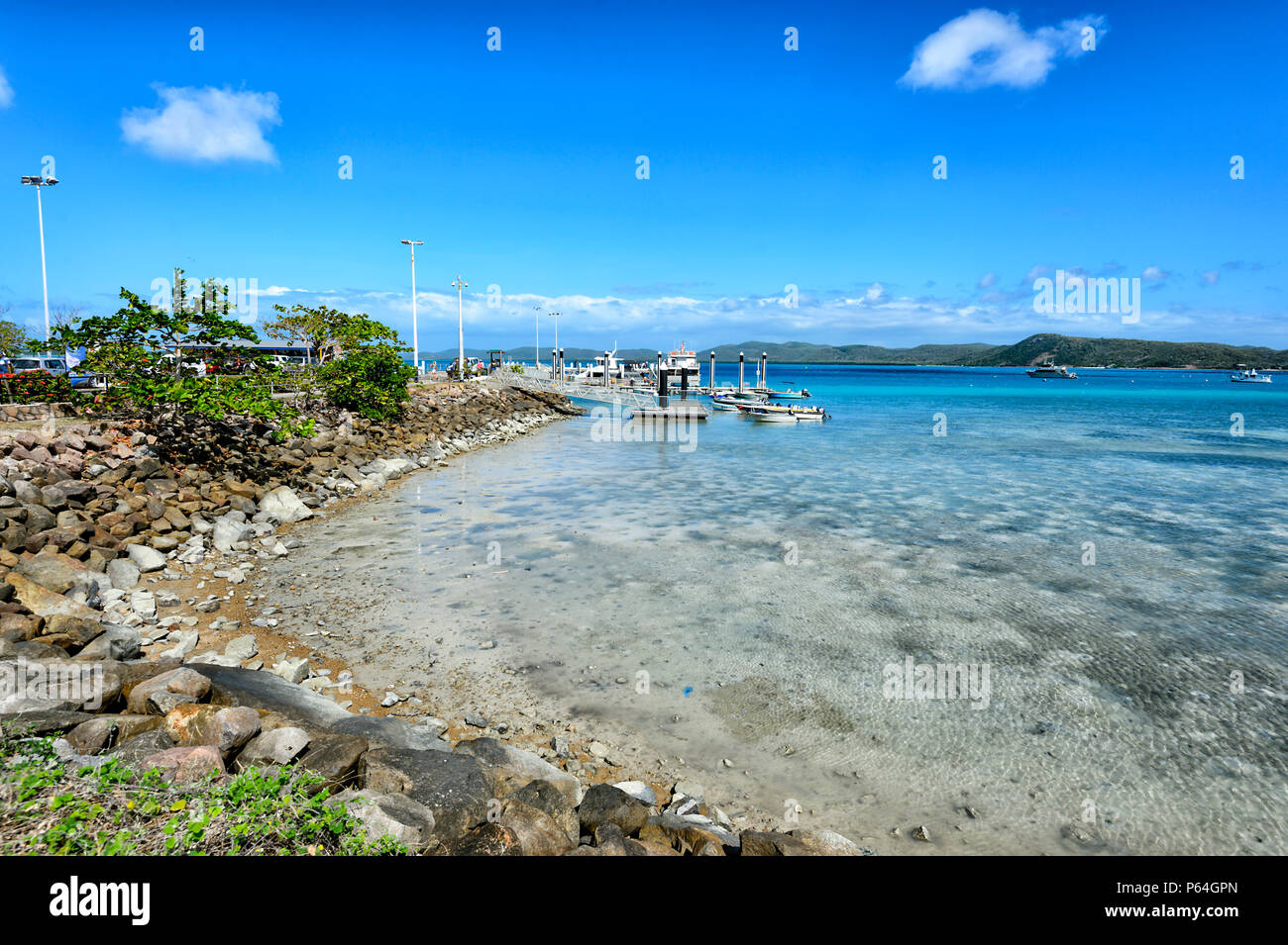 Blick auf den Hafen, Donnerstag Insel, Torres Strait Inseln, Far North Queensland, FNQ, QLD, Australien Stockfoto