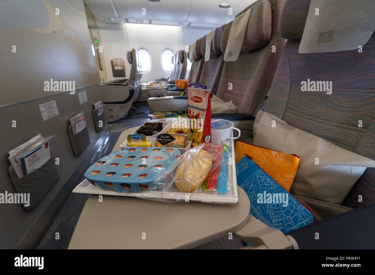 Emirates A380 Economy Class Stockfotos Emirates A380