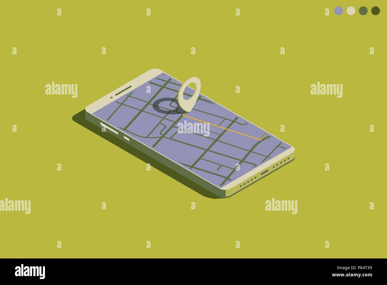 Mobile isometrische Handy mit GPS Stock Vektor