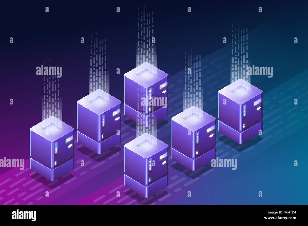 Isometrische cryptocurrency Bauernhof banner Stock Vektor