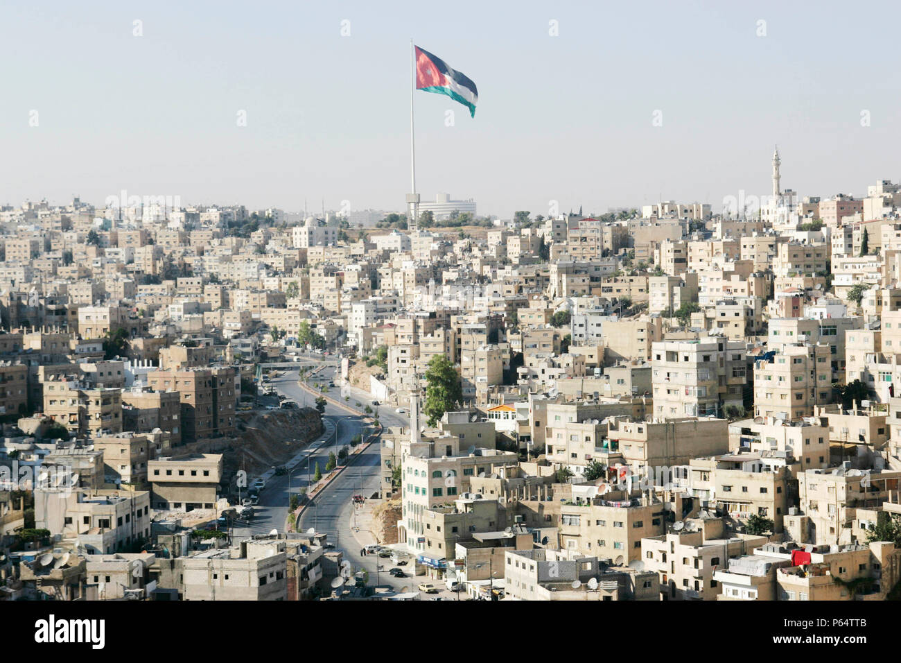 Altstadt von Amman, Jordanien Flagge, Jordanien Stockfoto