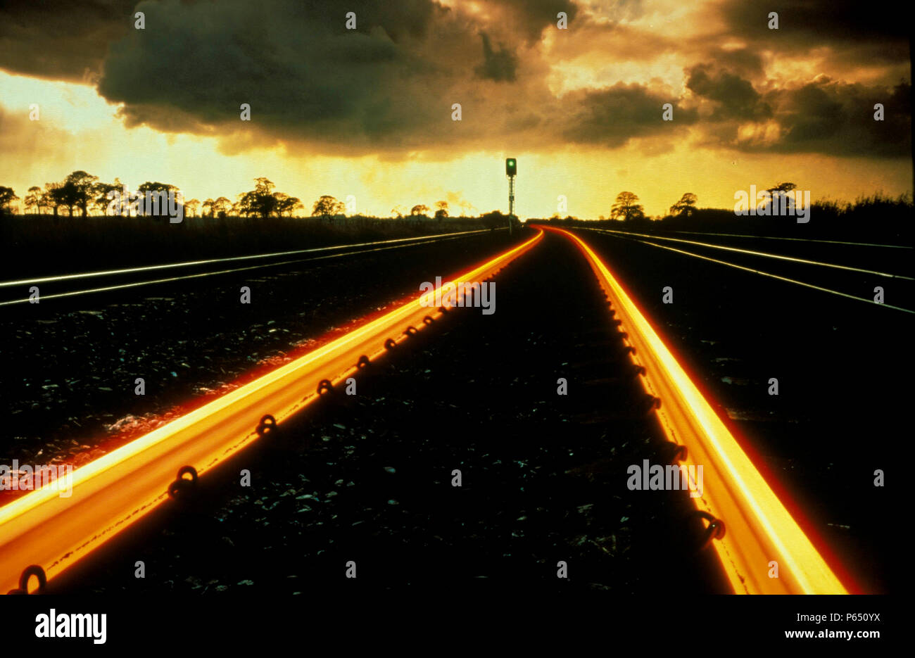 Ein Computer erweiterte Bild von einem Abschnitt der Bahnlinie in der UK. Stockfoto