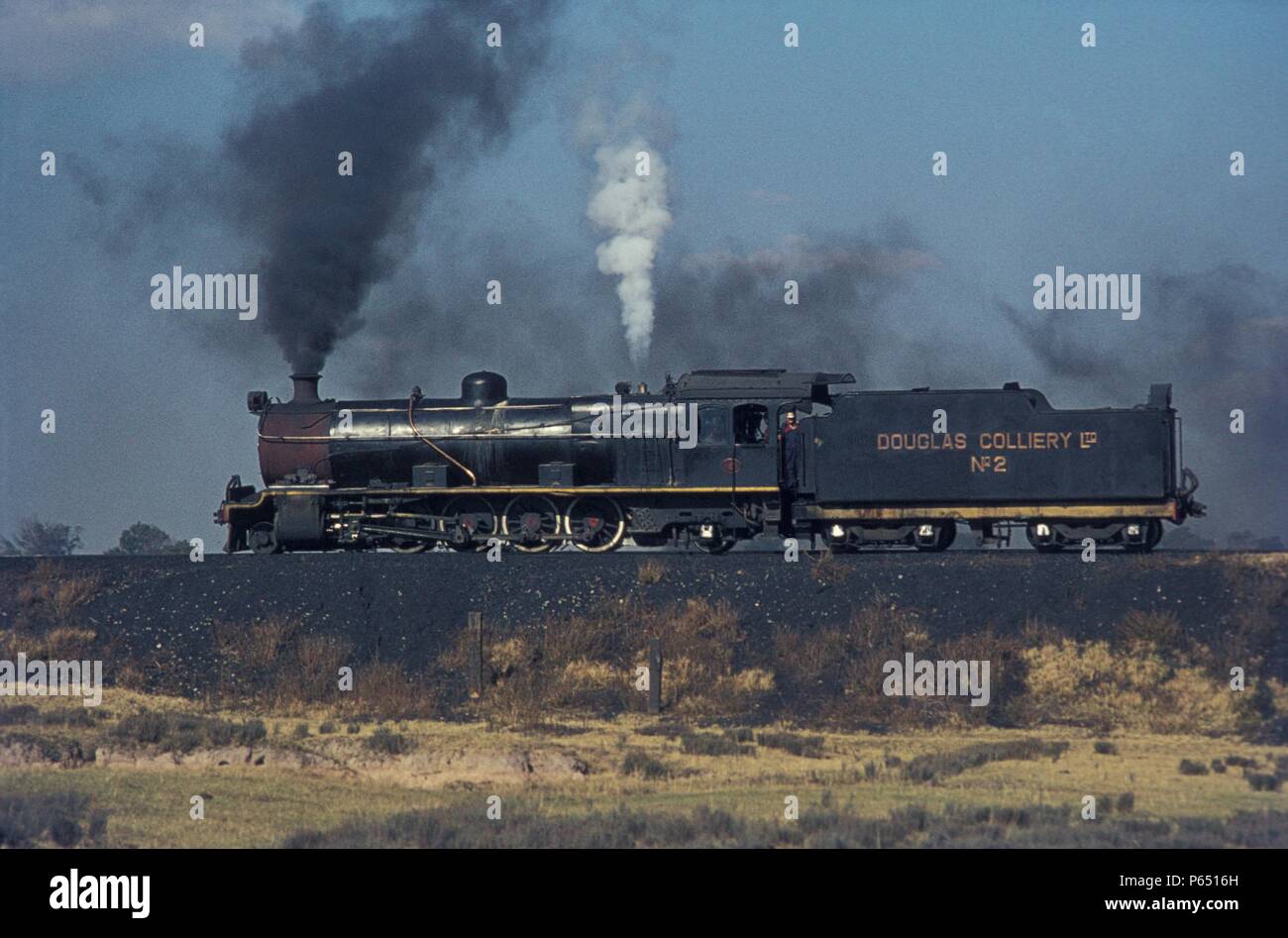 Ein schöner Südafrikanischen Eisenbahnen 12 eine Klasse 4-8-2 speziell für Industrial Service aalt sich in der Sonne am Neuen Douglas Zeche der Transvaa Stockfoto