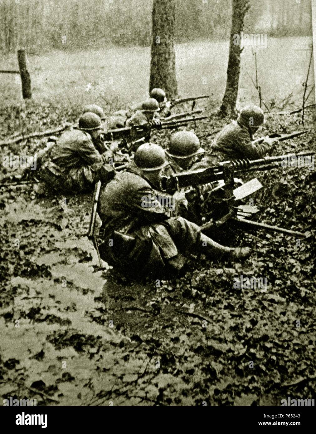 Französische Armee infanterie an der Befreiung des Elsass 1944 Stockfoto