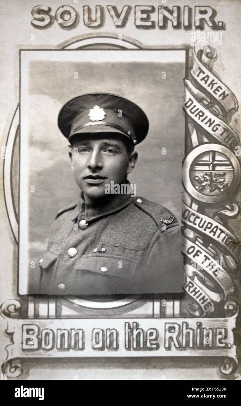 eine Postkarte von einem britischen Soldaten im besetzten Deutschland nach dem ersten Weltkrieg Stockfoto