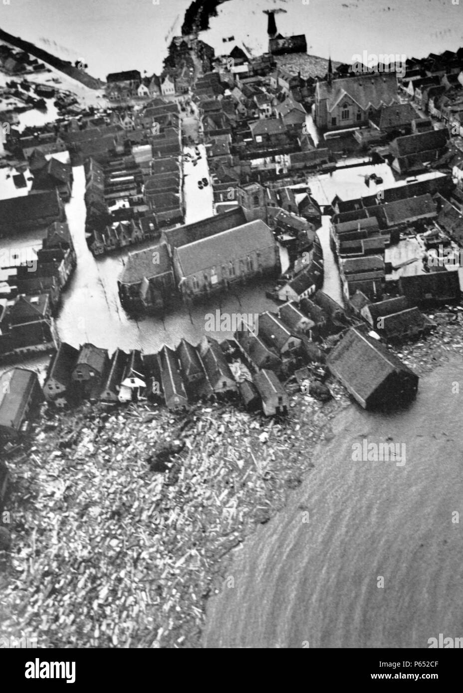 Hochwasserschutz in den Niederlanden wurden verletzt, während die 1953 Fluten Stockfoto