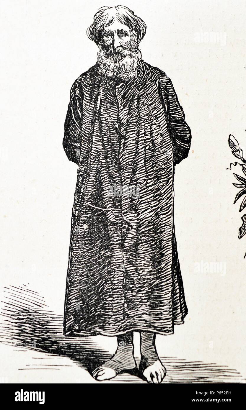 Von einem Plakat werbung die Bayerische Passion Play Detail; eine dramatische Darstellung mit der Darstellung der Passion Jesu Christi: sein Versuch, das Leiden und den Tod. Das Zeichen, das in diesem Detail gezeigt wird, ist "Barabbas" gespielt von Johann Allinger. Der Antisemitismus war prominent in Leidenschaft spielt. Vom 1870 Stockfoto