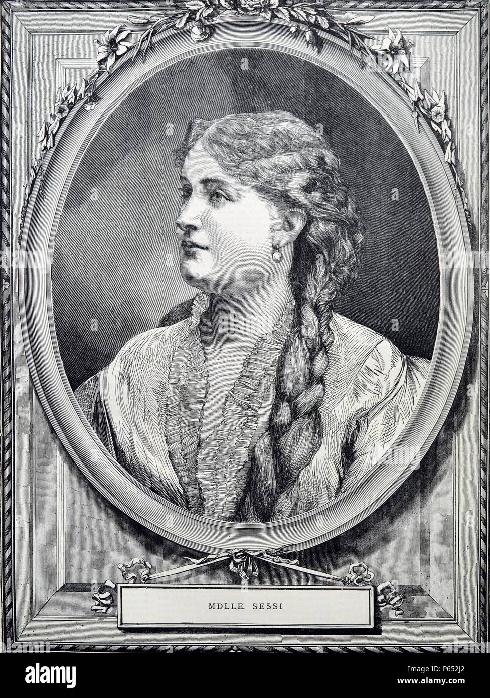 Kupferstich von Mathilde Sessi ein französischer Opernsänger (Tenor) aktiv während des 19. Jahrhunderts. Vom 1870 Stockfoto
