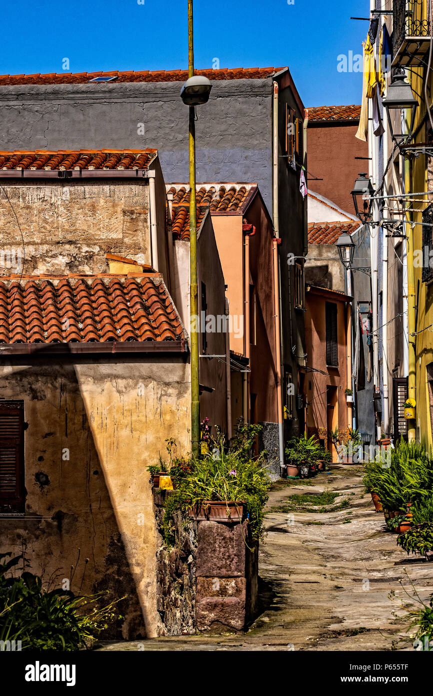 Italien Sardinien Bosa, das historische Zentrum, bunten Häusern Stockfoto
