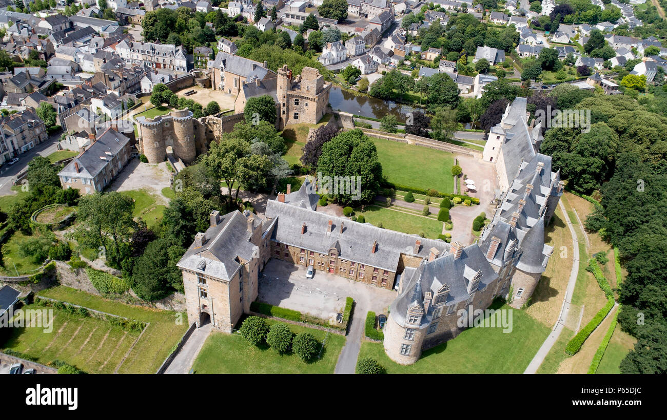 Luftaufnahme von Chateaubriant mittelalterliche Festung in Loire Atlantique Stockfoto