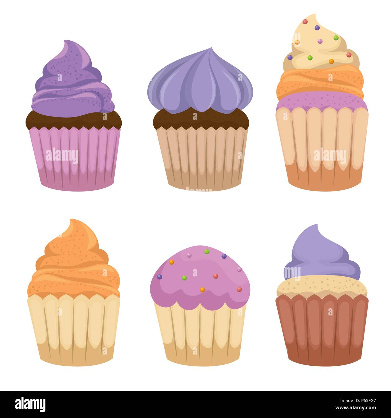 Süße Muffins Symbole gesetzt Stock-Vektorgrafik - Alamy