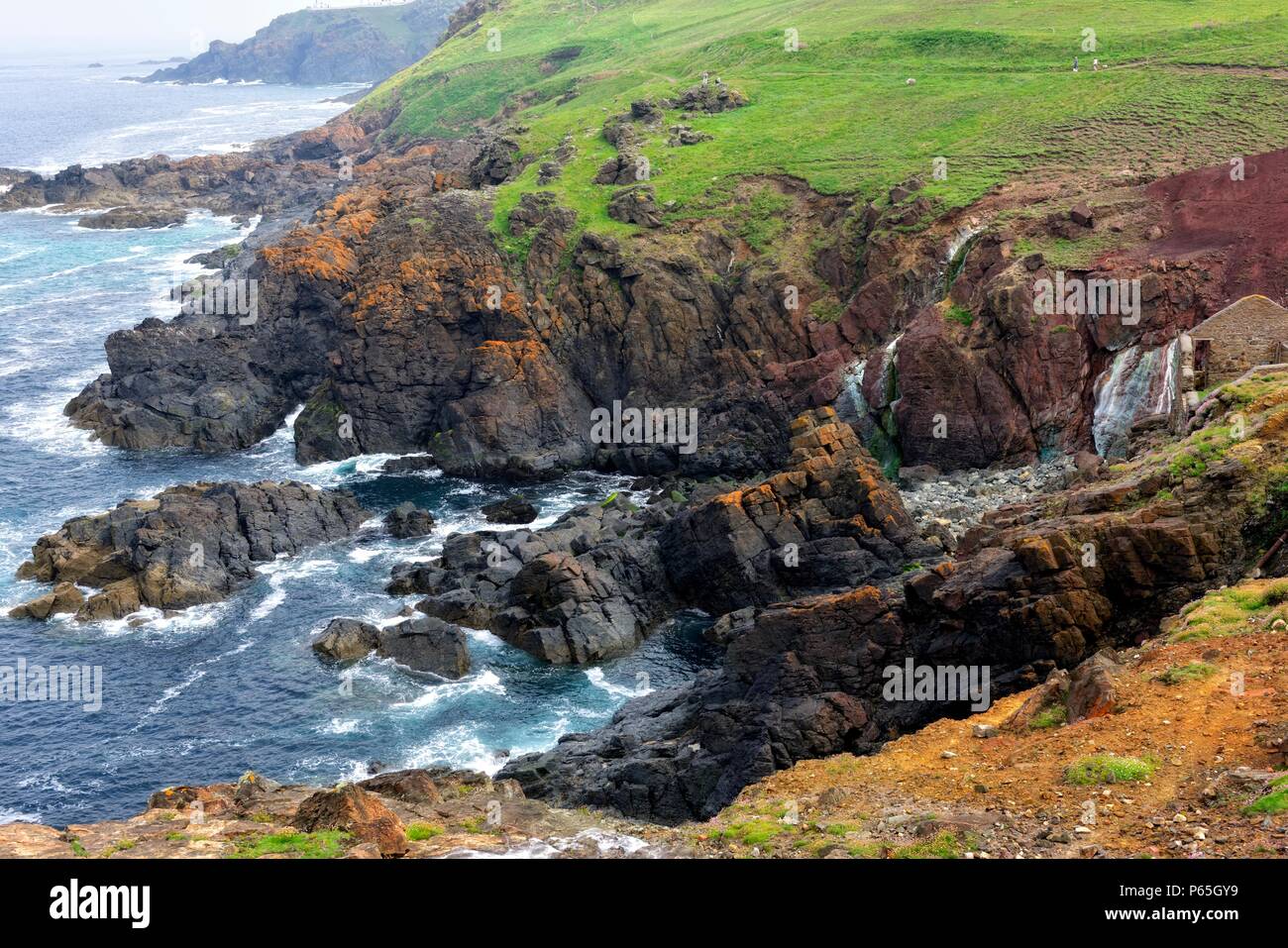 Kornischen Küste Landschaft Pendeen, Trewellard, Cornwall, England, Großbritannien Stockfoto