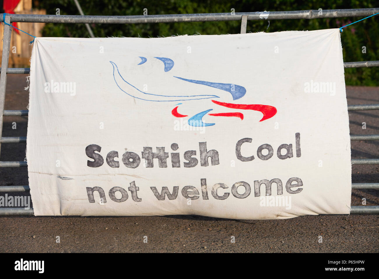 Das Klima Camp in Mainshill Holz in der Nähe von Douglas in Lanarkshire, Schottland, Großbritannien. Diese Website wurde von Demonstranten protestieren gegen schottischen Co besetzt worden Stockfoto